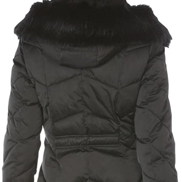 Gorgeous Tahari Mid Length Puffer Coat w/faux fur hood trim In Blk Plus Size XXL - Picture 15 of 15